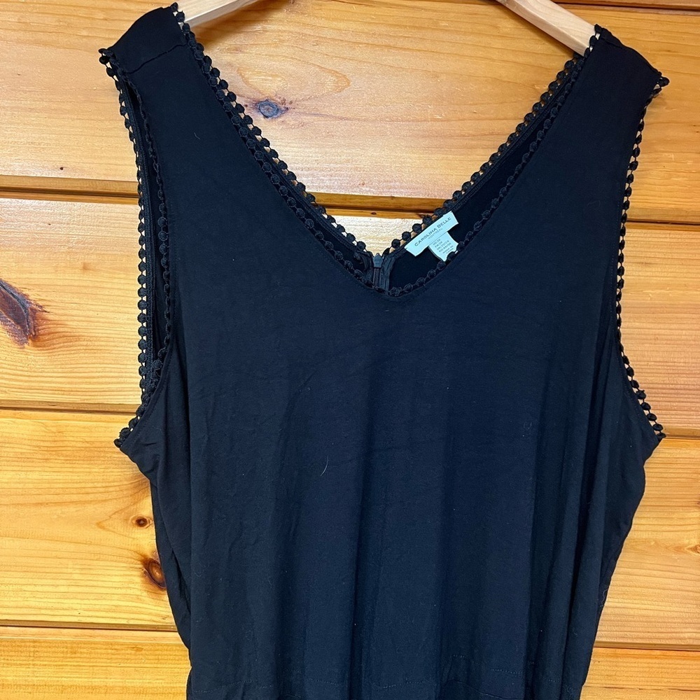 Carolina Belle Montreal Jumpsuit Plus 2X Wide Leg Sleeveless Crop Jumpsuit Black